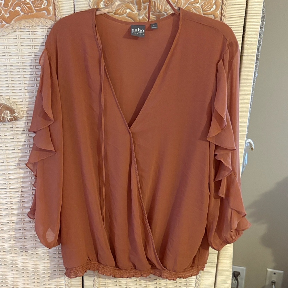 New York & Company Terracotta Blouse